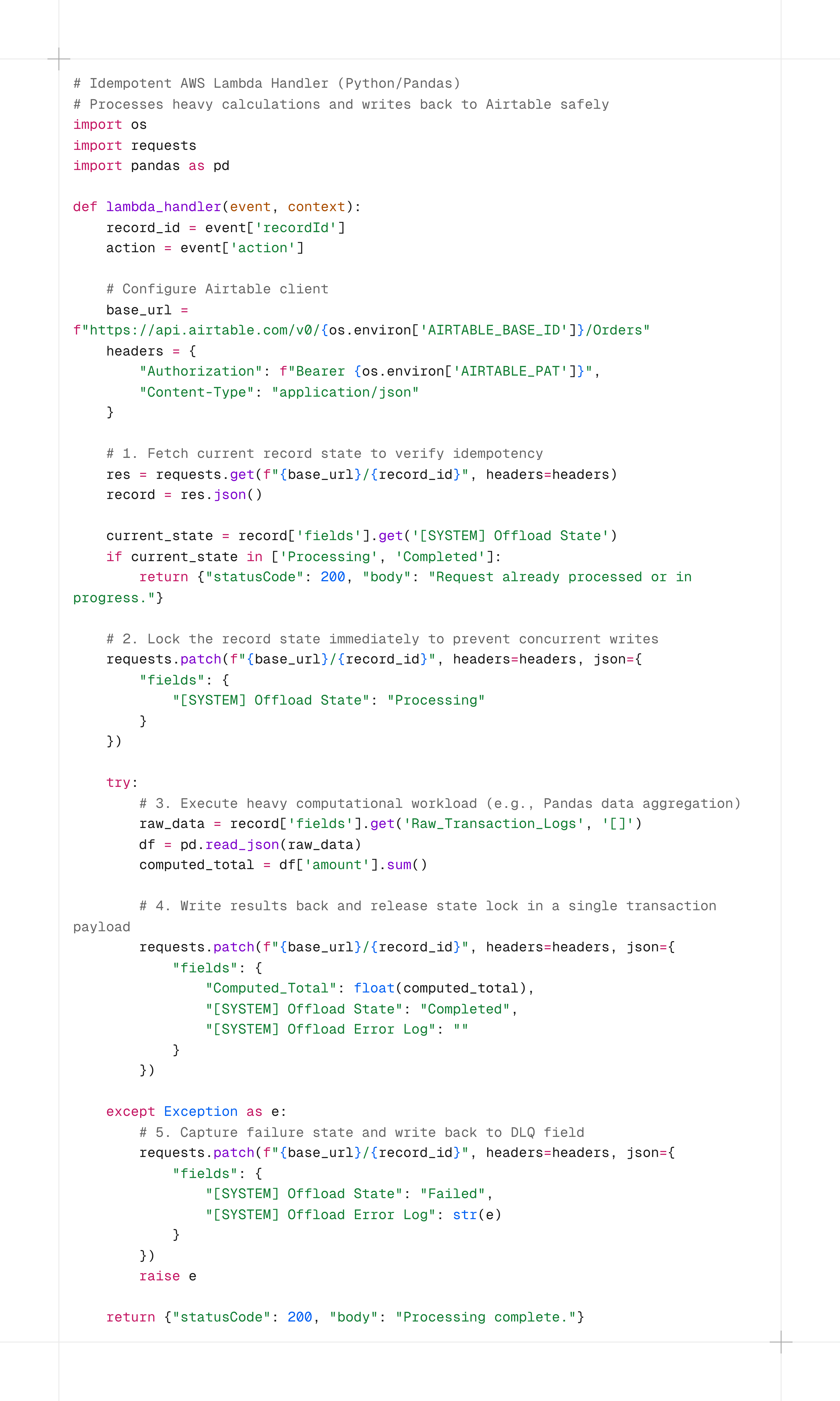 Comparison of native Airtable scripting and AWS Lambda across execution limits, scalability, cost, and observability.