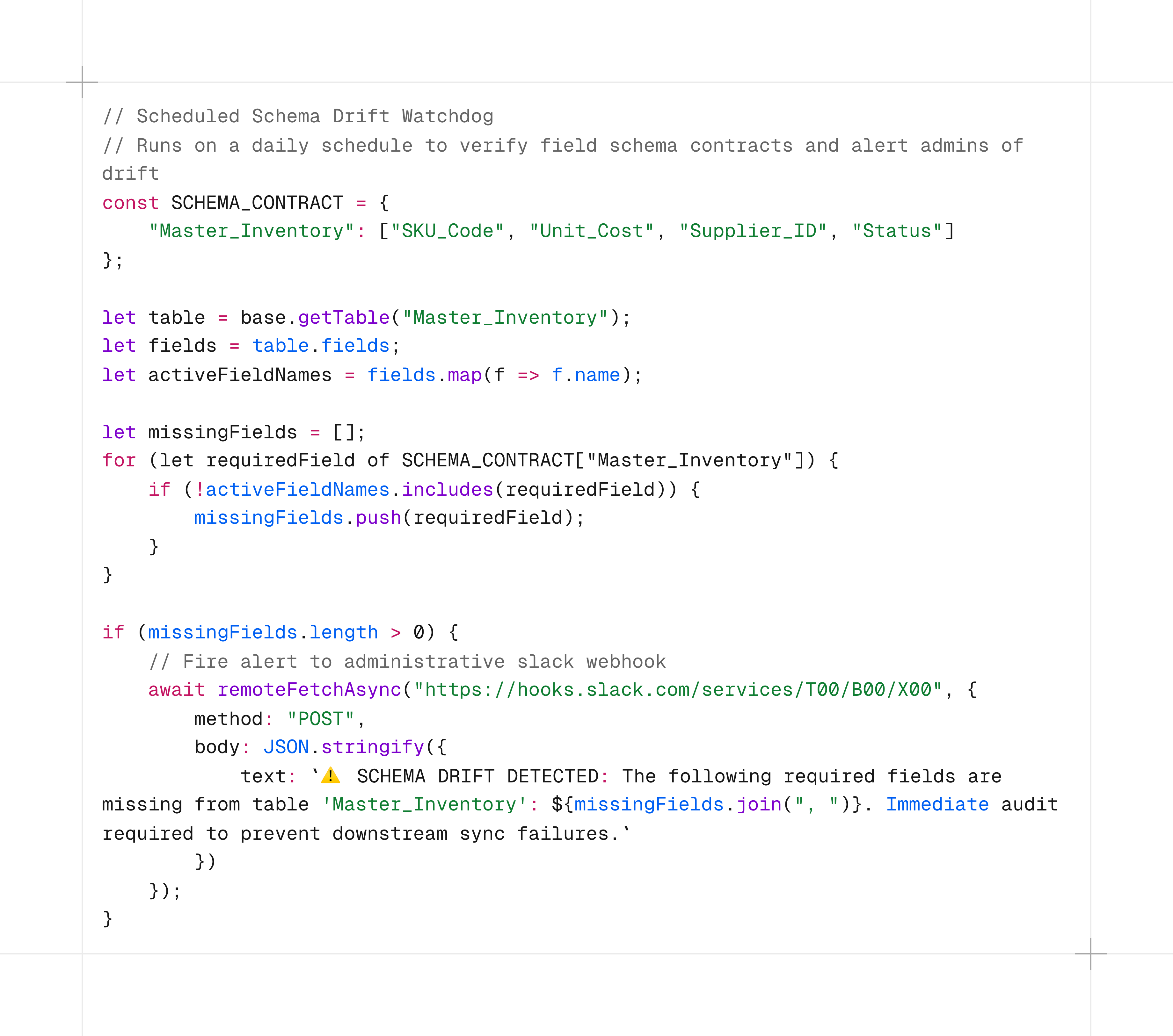 Staging-to-production deployment workflow for safely testing and releasing Airtable schema changes.