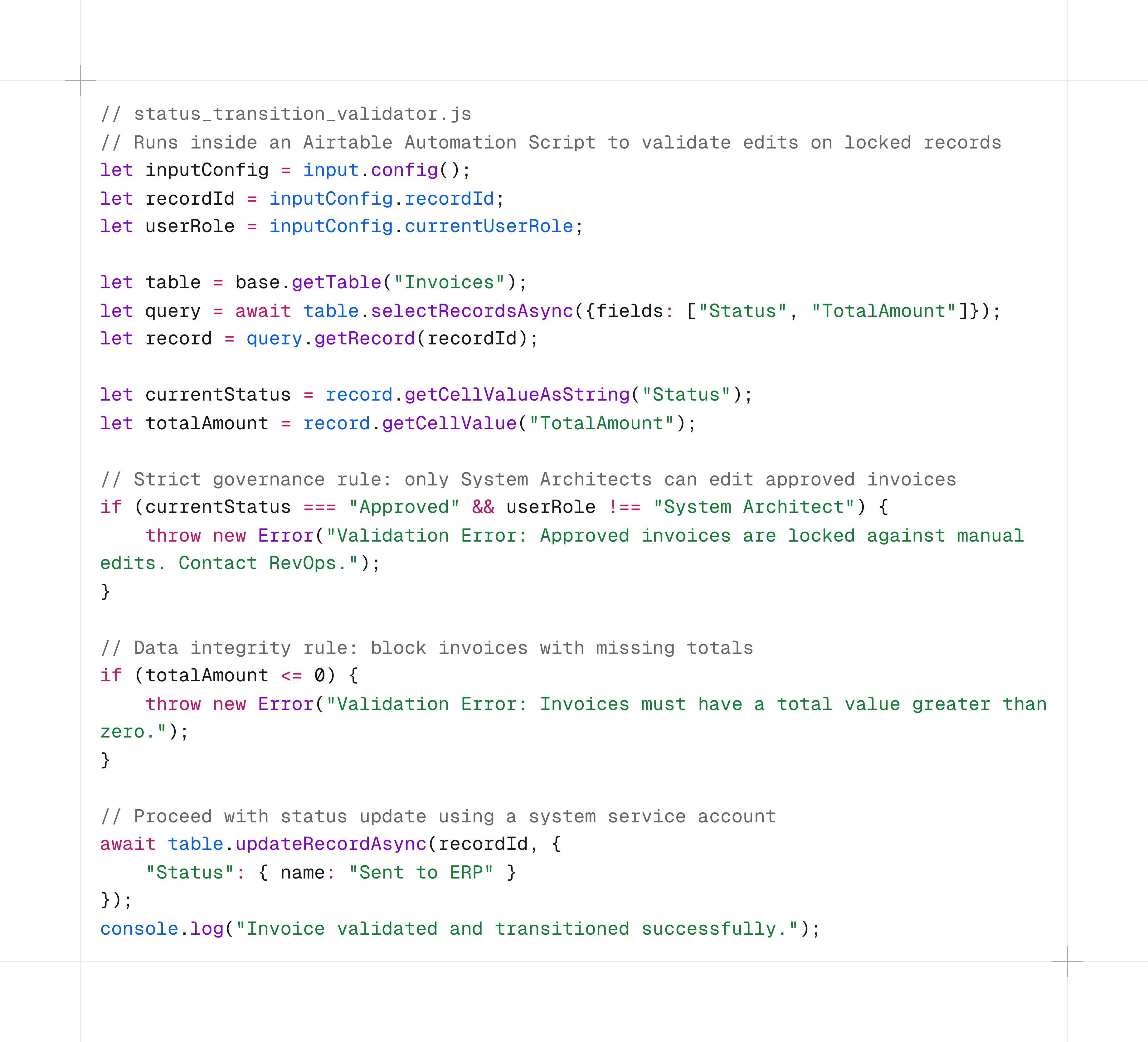Interface-only Airtable environment enforcing controlled workflows, restricted editing, and validated data entry paths.