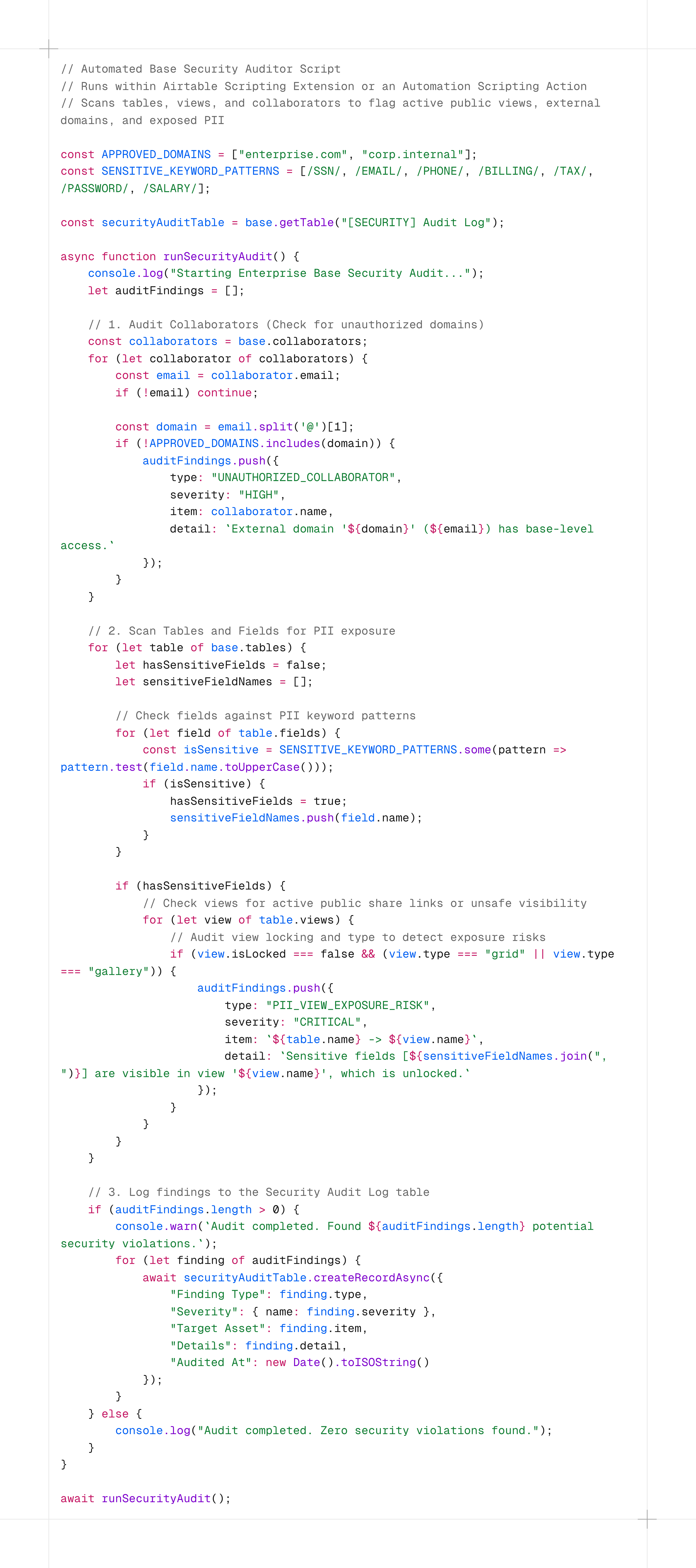 Secure Interface-Only architecture preventing CSV exports, protecting PII, and enforcing role-based data access.