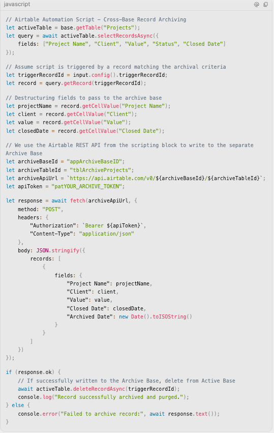 Center of Excellence (COE) registry mapping Airtable bases, sync connections, field lineage, and API integrations.